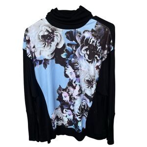 Apt 9 Womens Turtleneck Sweater Large Lightweight Floral Rayon Cottagecore